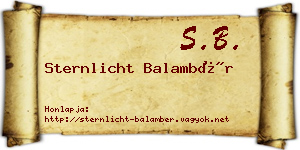 Sternlicht Balambér névjegykártya